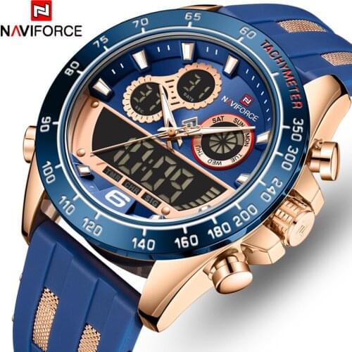 NAVIFORCE Men Watch Luxury Brand Waterproof Digital Quartz Wristwatch Military Sports Watches for Men Chronograph Silicone Clock
