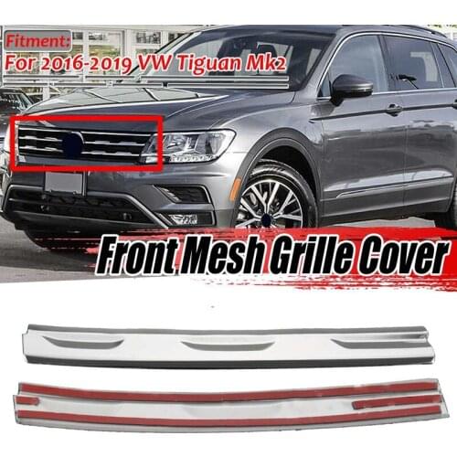 NEW-2PCS Car Front Mesh Grill Bumper Cover Mesh Grill Grille Cover Trim Molding Decorative Strip for Tiguan Mk2 2016-2019