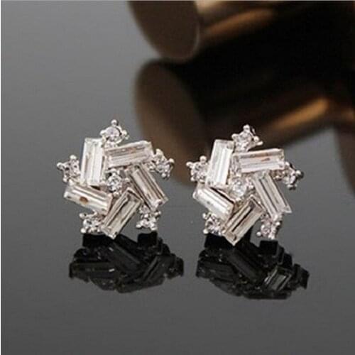 New lovely crystal earrings five-star flower earrings square earrings for women