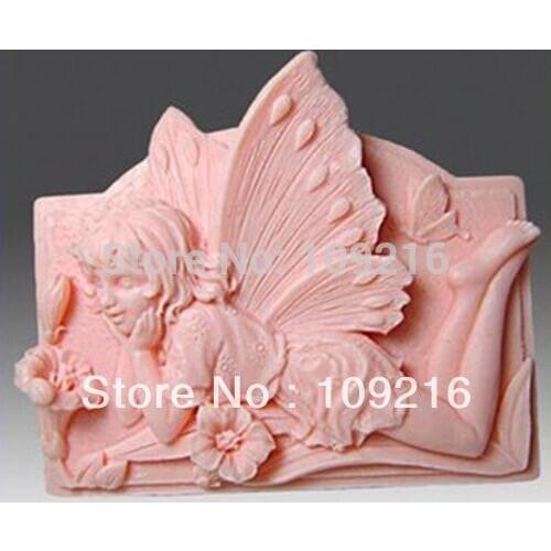 Wholesale!!1pcs Leisurely Beautiful Fairy(S086) Silicone Handmade Soap Mold Crafts DIY Mold