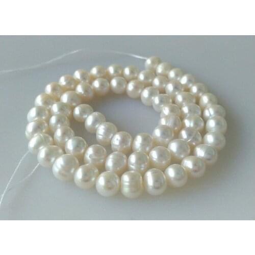 Wholesale 9-10mm white near round freshwater pearl loose stone beads