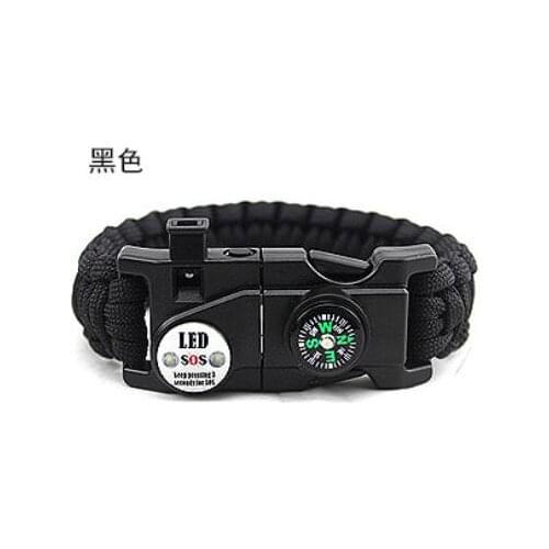 Outdoor Survival Paracord Bracelet SOS LED Light Emergency Whistle Compass Outdoor Multifunctional Tools for Camping Wristband