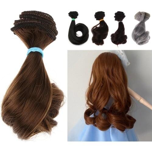 New 15*100cm Mini Doll Wig Hair Long Curly High Temperature Silk Hair Hair Curtain Fashion Girl Toys Doll Accessories