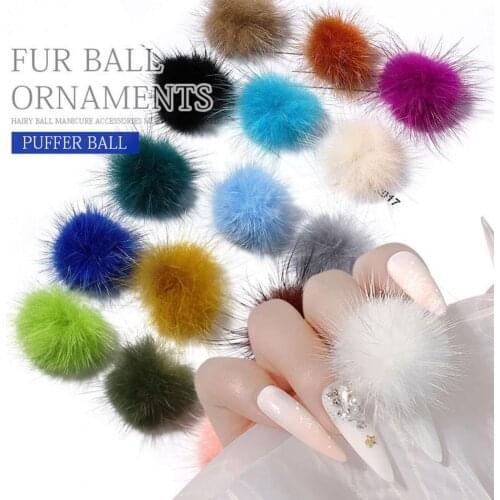10/24Pcs Detachable Nail Fur Ball Fluffy Plush Magnetic Puffy Nail Pom DIY Decoration for Manicure
