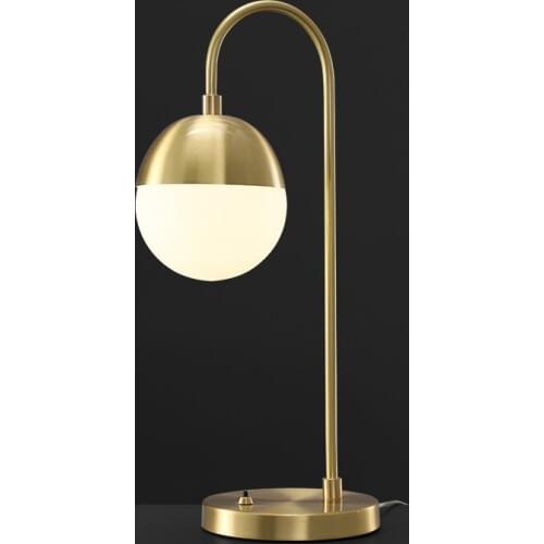 Nordic modern light luxury copper glass ball decoration table lamp simple bedroom study soft decoration table lamp