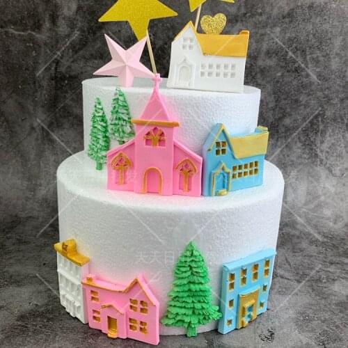 Castle And Tree Chocolate fondant molds Silicone Mold mould DIY Sugarcraft Baking Cake Decorating Tools