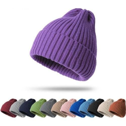 2021 Ladies Winter Hat Ladies New Woolen Hat Knitted Solid Color Cute Hat Girl Autumn Girl Hat Beanie Warm Hat Ladies Casual Hat
