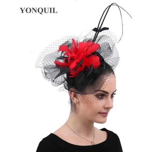 Vintage Hat Hairpain Chic Fascinator Women Feather Bridal Hair Accessories Cocktail Wedding Party Church Headwear Headbands