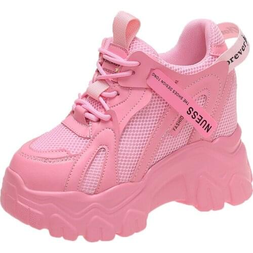 2022 Autumn Women Chunky Sneakers Breathable Mesh Casual Shoes 10cm Wedge Heels Platform Shoes Chaussures Femme Sports Dad Shoes