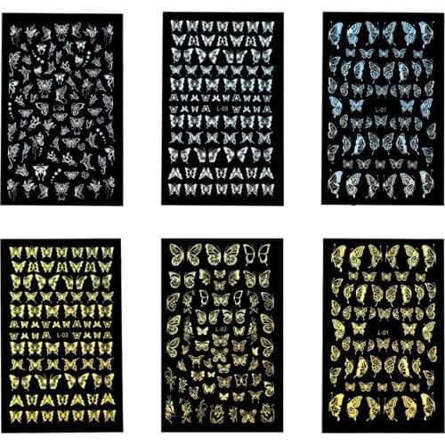 1Pcs Multi-style NailArt Decals Gold Silver Colorful Butterfly Sticker For DIY Resin Craft Jewelry Making Epoxy Resin Filling