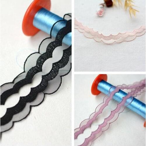 3 Meters/lot 1.6cm Width Black Purple Pink Polyester Lace Trim Embroidery Lace Fabric for Sewing Accessories