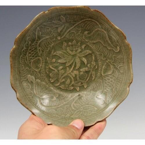 #4 Rare Song Dynasty(961--1275)Longquan Kiln porcelain bowl, Engraved pattern,best collection & adornment, Free shipping