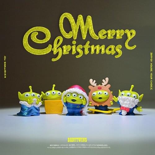 5piece 4-5cm Toy story Christmas dress up Alien PVC Action Figure Model Toy with color box packing