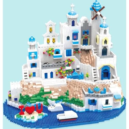 5810pcs+ Aegean Sea Architecture Building Blocks DIY Model Micro Bricks Developmental Toys For Children Friend Gift