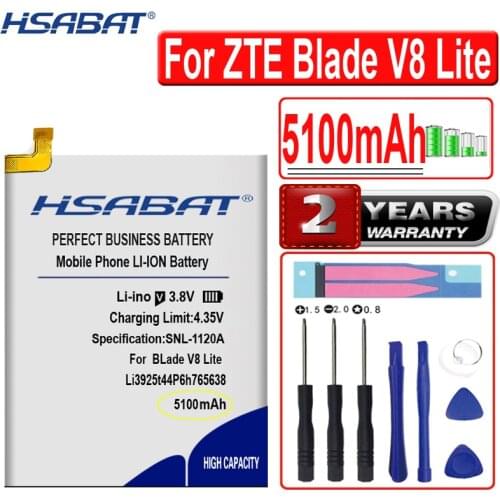 HSABAT 5100mAh li3925t44p6h765638 High Capacity Battery for ZTE BLade V8 Lite 5.0 inch Smart Phone