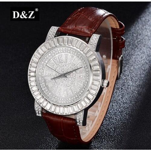 D&Z Brand Iced Out Diamond Watch Quartz Fashion Square Couple Watch Wrist Jewelry For Couple Stainless Steel Band Business Wris