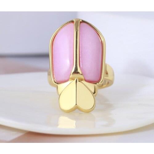 CSXjd Fashion brand jewelry wholesale personality glossy love beetle shape pink stone ring