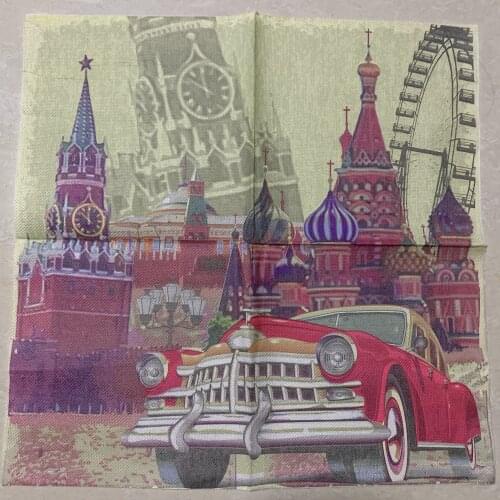 Decoupage table paper napkin elegant tissue vintage towel red car church birthday wedding party home beautiful decor 20