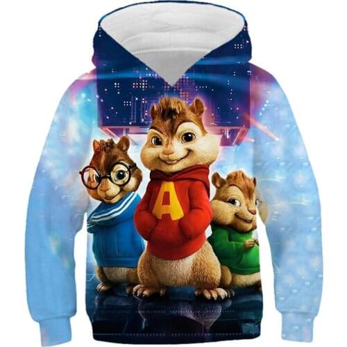 Alvin and the Chipmunks Hoodie kids clothes boys girls Costume kid red Hoodie 3D Print Long Sleeve Pullover Tops High Quality
