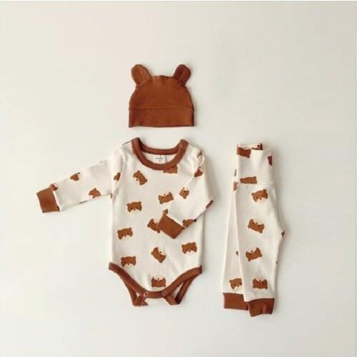 Newborn Baby Pajamas Set Toddler Boys Girls Clothes Cotton Baby Clothes Sleepwear Infant Baby T-Shirt + Pants + Hat 3Pcs Outfits