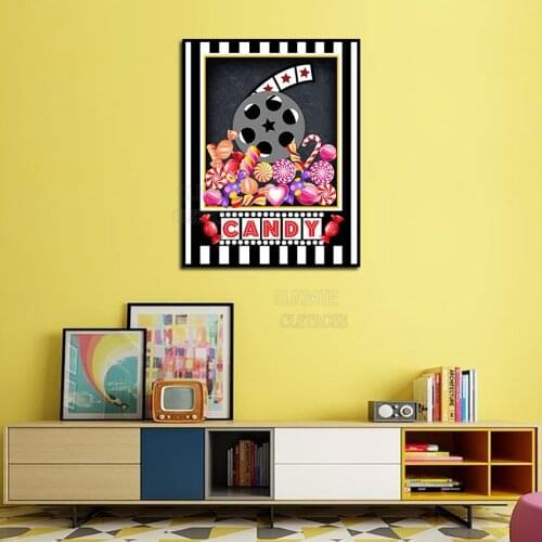 Home Wall Decoration Canvas Painting Vintage Circle Movie Tape Poster European Style Living Room Sofa Background