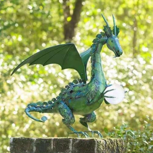 Home Decor Flying Dragon Luminous Ball Resin Ornament Statue Horticultural Decoration Dragon Statue Crafts Home Garden ​decor