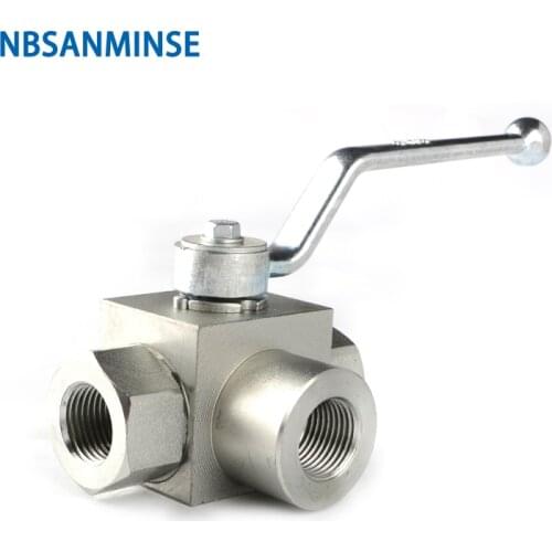 Hydraulic Three Way Ball Valve KHB Male Thread KHB3K-G2" 31.5 Mpa Carbon Steel High Pressure Oil Valve NBSANMINSE