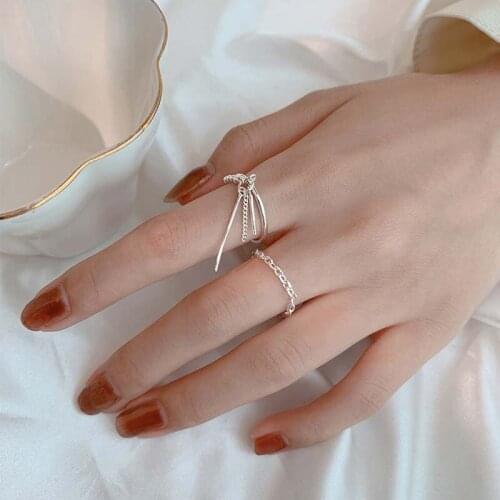 New Trendy Chain Rings For Women Girls Open Adjustable Korean Fashion Punk Hip Hop Hot Sale Student Gift Party Jewelry BOYULIGE