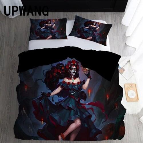 UPWANG 3D Bedding Set Sugar Skull Printed Duvet/Quilt Cover Set Bedcloth with Pillowcase Bed Set Home Textiles #KL13