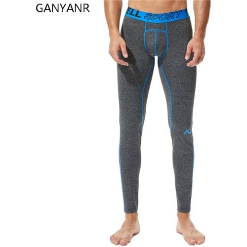 GANYANR Running Tights Men Basketball Sports Fitness Gym Leggings Compression Pants Athletic Bodybuilding Yoga Jogging Winter