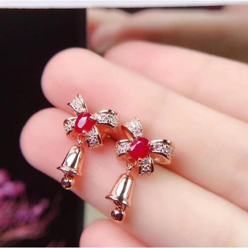 Best Gift 100% Natural Ruby Earring 925 Sterling Silver Fine Jewelry For Men Women Earring