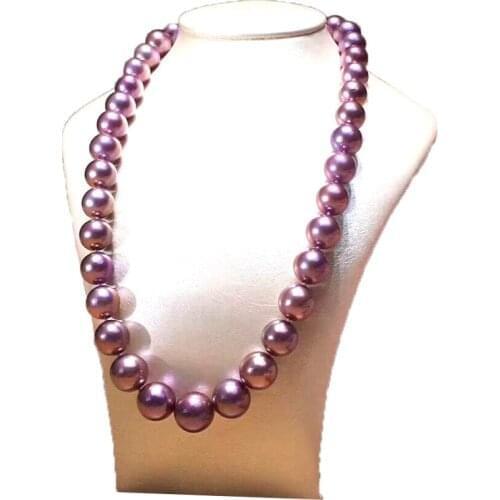 MADALENA SARARA 11-12mm AAA Freshwater Pearl Necklace Purple Round Pearl Necklace With s925 Clasp
