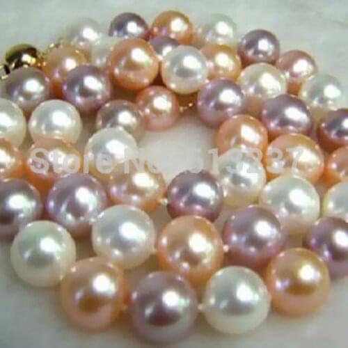 Multicolor freshwater roune natural pearl 8-9mm beads diy beautiful necklace for unique jewelry making 18 inch BV192