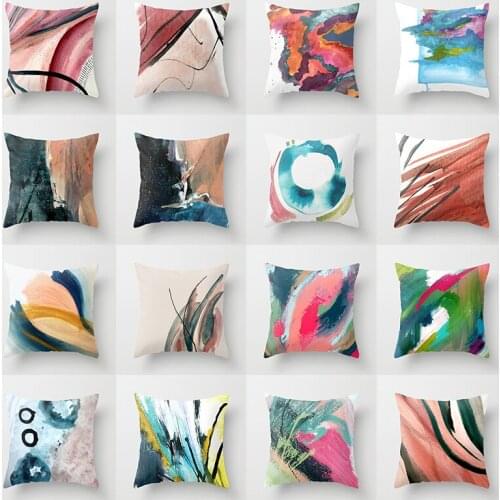 Fashion beauty watercolor pattern pillow cases short plush high quality square thick pillow case covers size 45cm by45cm