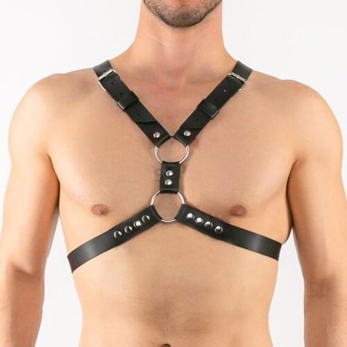 Man Harness PU Leather BDSM Bondage Adult Porn Game Sexual Halloween Sex Costumes Fetish Gay Lingerie Clubwear Sexy Cosplay Tops