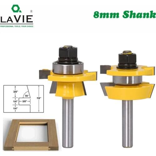 LA VIE 2pcs 8mm Stile & Rail Set-Ogee Router Bit Set Tenon Woodworking Milling Cutter Tungsten Carbide Cutters for Wood MC02057