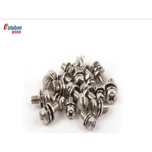 M5 Screw Kit Screws Set Cross Recessed Hexagon Bolt With Indetation Single Coil Lock Washer And Plain Washer Assemblies GB/T9074