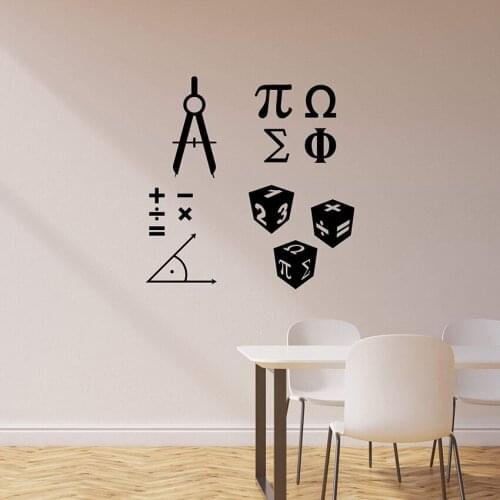 Mathematics Symbols Sign Wall Stickers Math Classroom School Decoration Mathematics Science Vinyl Wall Decal Murals AZ975