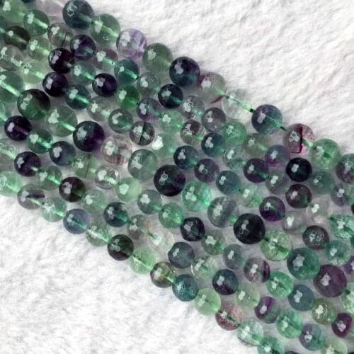 Natural A Multi Color Clear More Green Yellow Purple Fluorite Semi-precious stones Faceted Necklace Bracelet Round Beads 05853