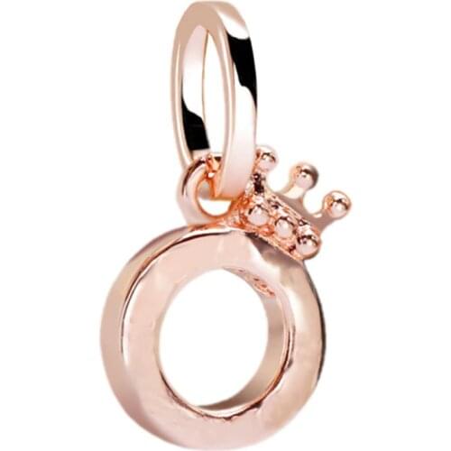 Original Rose Gold Open Centre Crown O Necklace Pendant Beads Fit 925 Sterling Silver Charm Bracelet Bangle Diy Jewelry