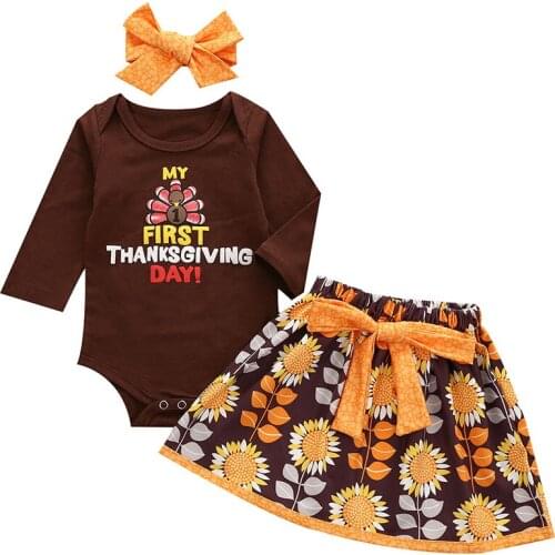 Fall 1st Halloween Dress Outfits for Toddler Cute Sunflower Turkey Thanksgiving Cosplay Costume Baby Girls Dresses Clothes Sets