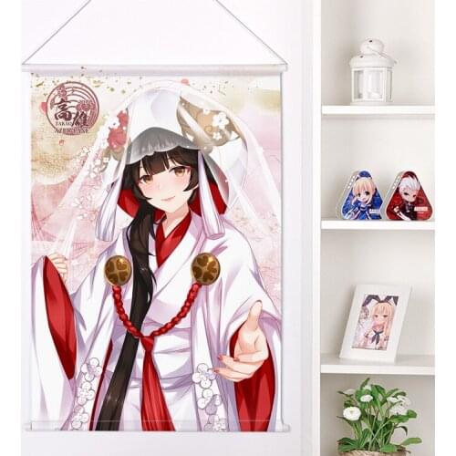 Flat New Japanese Anime Cartoon Azur Lane Peach Skin Velvet Wall Scroll Poster Print Wall Art ainting Cuadros 2