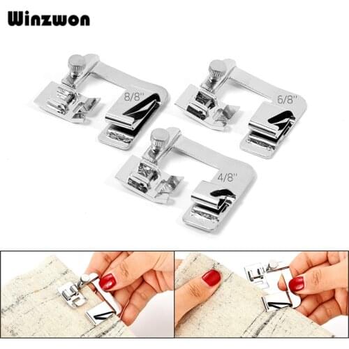 3Pcs Domestic Sewing Machine Foot Presser Rolled Hem Feet Set For Brother Singer Janome Babylock Juki Sewing Machine Accessories