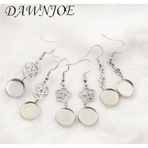 10pcs 12mm Star Note Stainless Steel Earrings Cabochon Blank Base tray DIY Jewelry Making Earrings Hooks Jewelry Findings