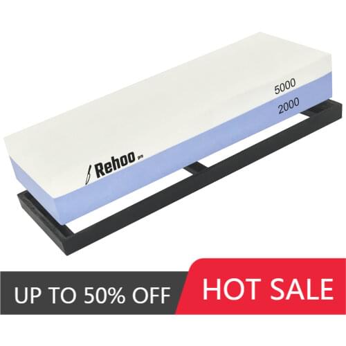 Rehoo Double-sided Whetstone 2000/5000 Mesh + Non-slip Rubber Pad, Chef Wet Stone For Knives, Blades, Waterstone, Kitchen Gadget