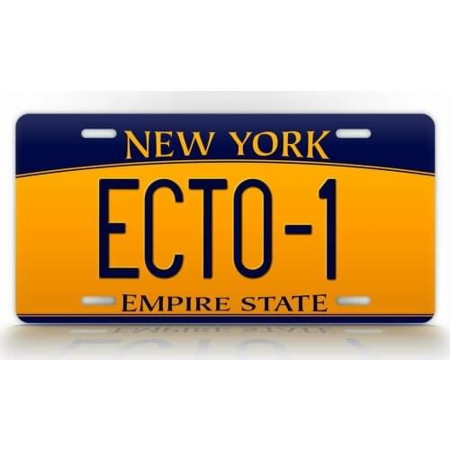 Movie Prop License Plate New York ECTO-1 Novelty Signs for Garage Bar Pub Club Man Cave Wall Decoration