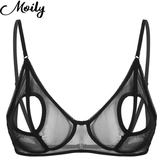 Sexy Sheer Mesh Bra Bustier Top Bralette Transparent See Through Wire-free Bras Sex Women Exotic Bra Seamless Lingerie Underwear