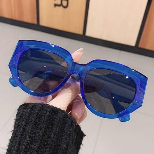 Vintage Wide Leg Gradient Cat Eye Sunglasses For Women New Fashion Black Blue Sun Glasses Female Elegant Round Uv400 Shade