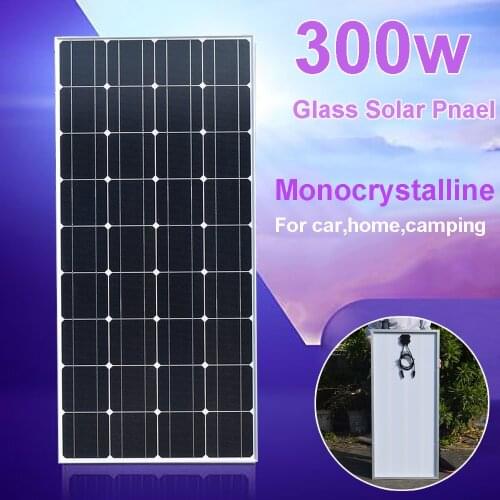 Solar panel 12v 300w kit Glass Temper Monocrystalline battery charger home photovoltaic system for car boat roof camping 1000w