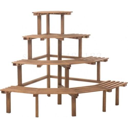 Solid wood corner flower shelf succulent multi-layer indoor space saving floor-standing balcony plant pot stand spec